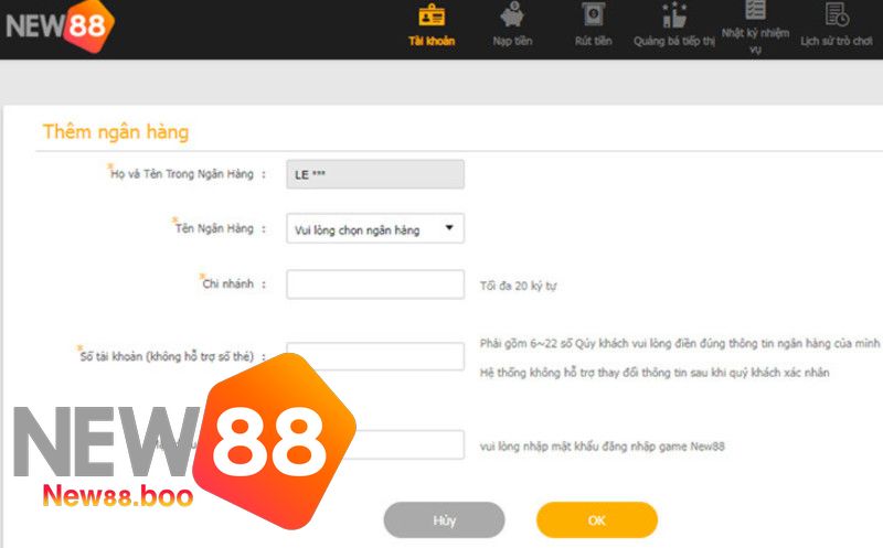 Đơn Giản Với Thao Tác Nạp Tiền Vào Tài Khoản New88 